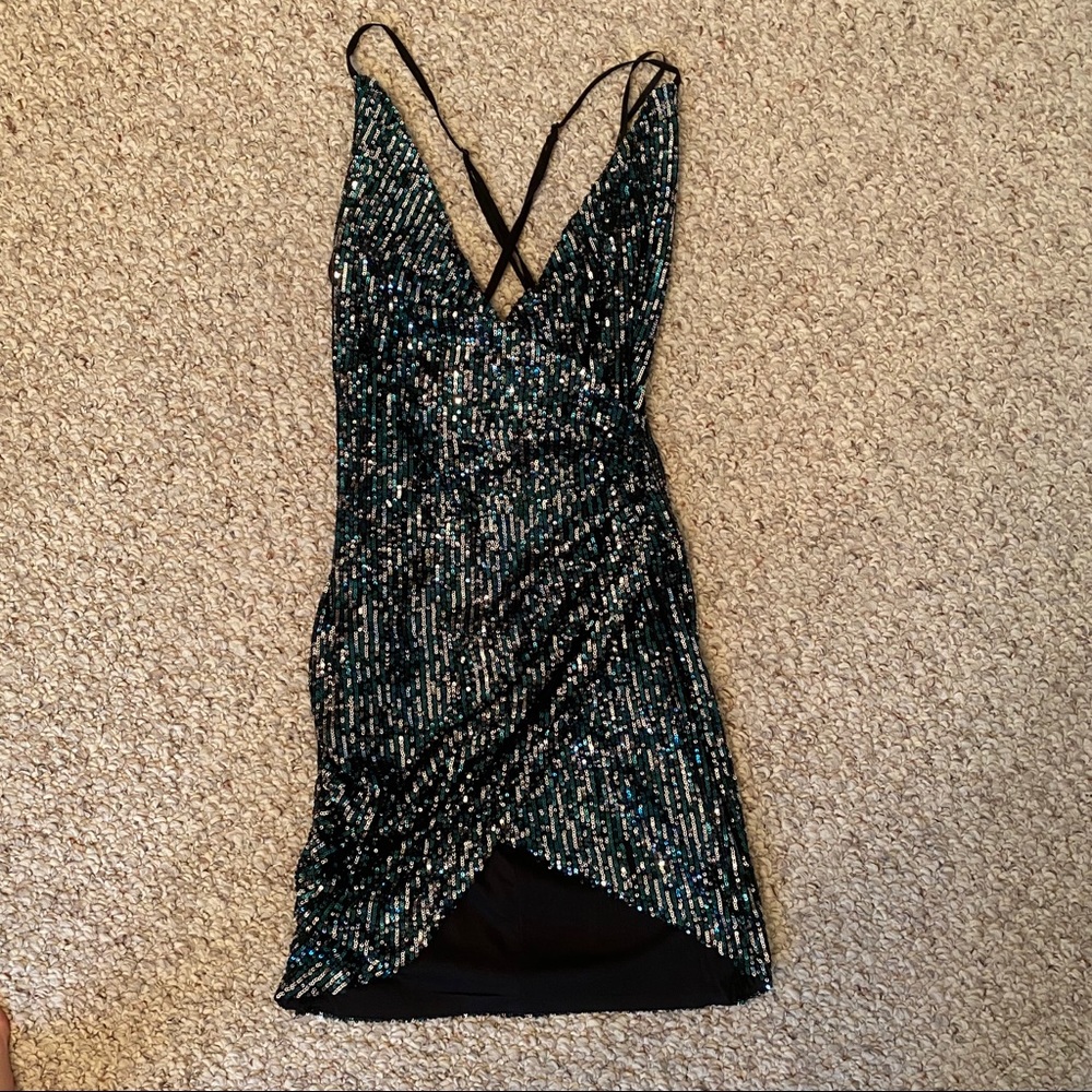 NWT Green/Black Sequin Dress